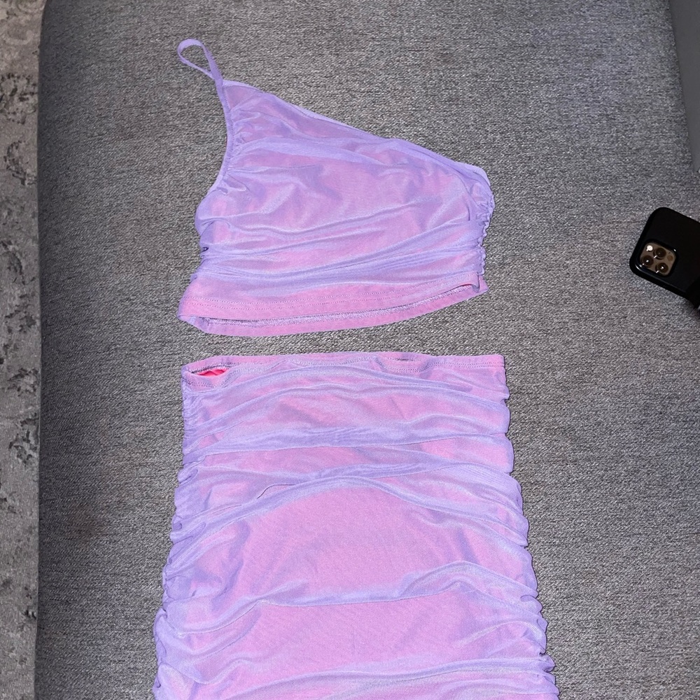 Pink & Purple One Shoulder Matching Set